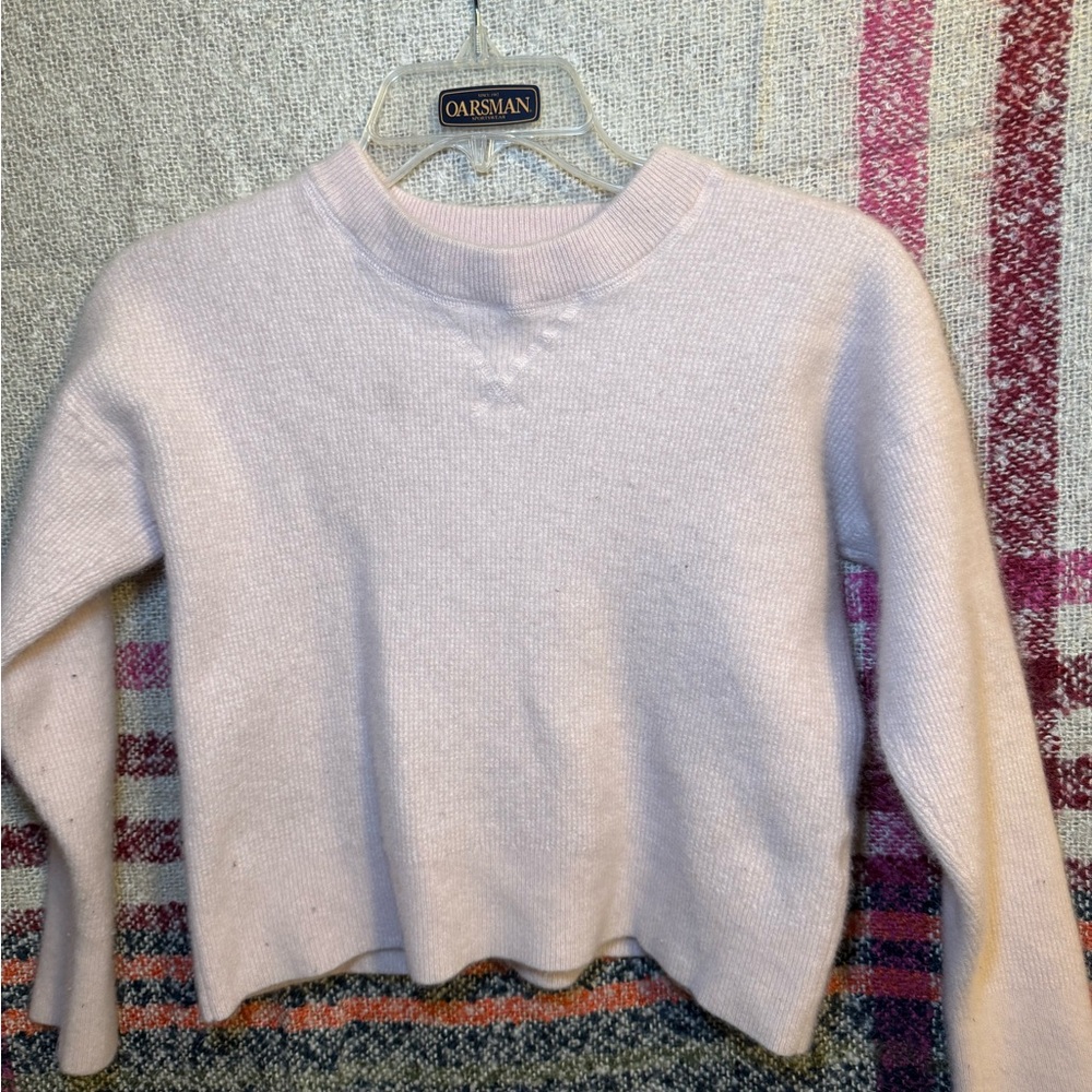 Cropped Madewell Soft Pink Crew Neck Sweater 100% Cashmere Size M